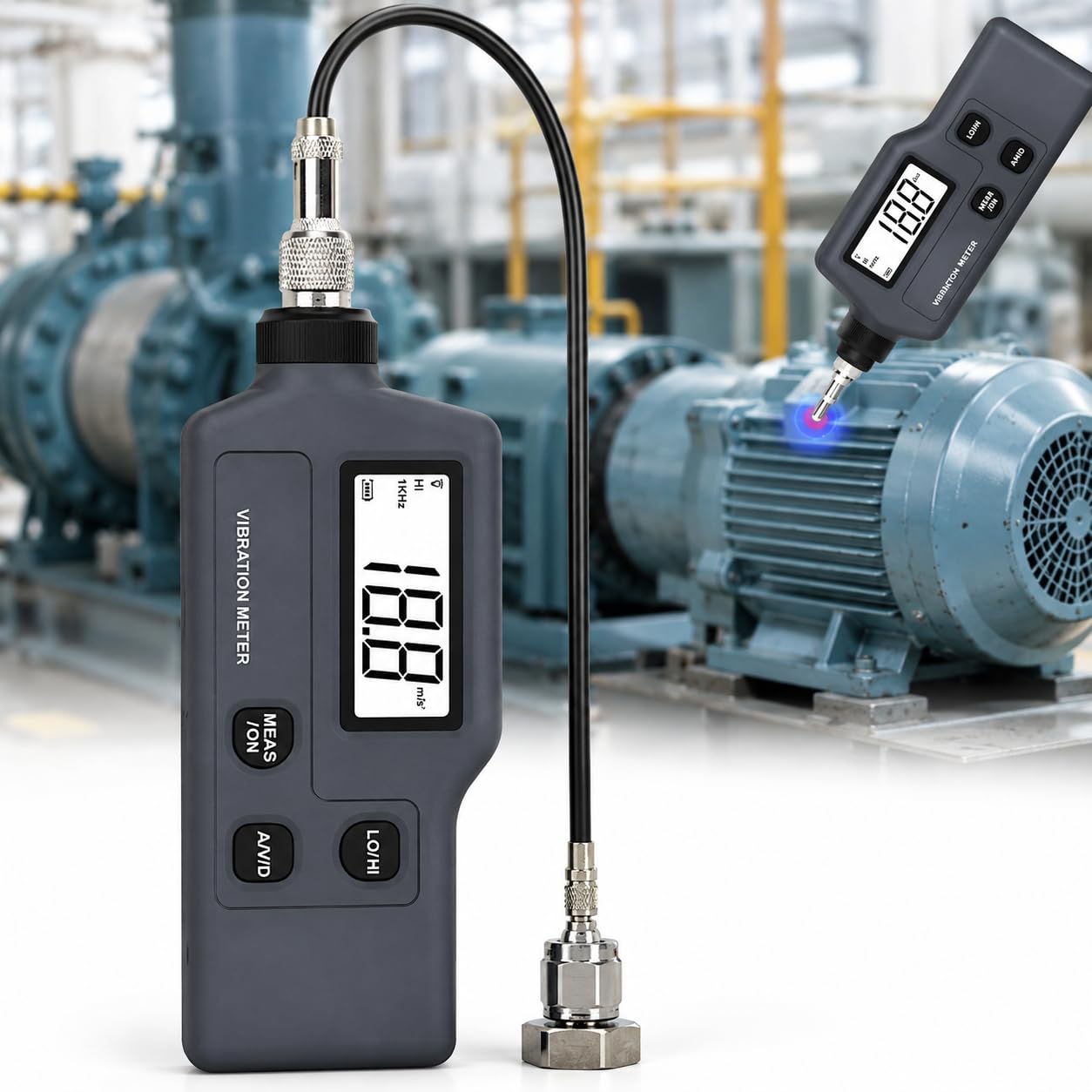 TsoLay Handheld Vibrometer, Portable Vibration Meter, Mechanical Vibration Tester, Acceleration 0.1–199.9 M/s², Velocity 0.1–199.9 Mm/s, Displacement 0.001–1.999 Mm, for HVAC, Motors, Engines