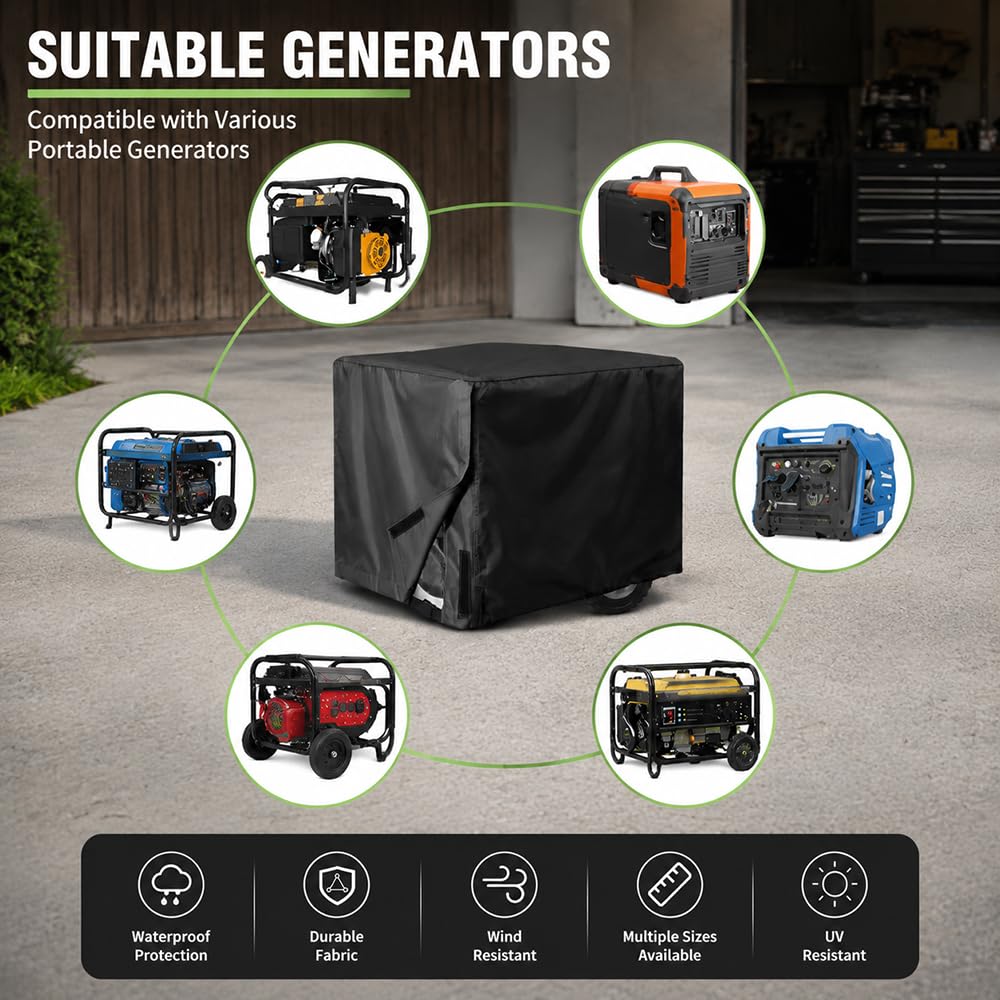 Cubierta para Generador para Pramac S 5000 S 8000 TG 8000 Electric Start, Funda Impermeable Oxford 600D con Revestimiento PVC Interior