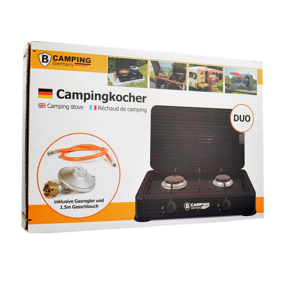 B-Light-Germany Gaskocher Duo mit Anschluss-Schlauch 0