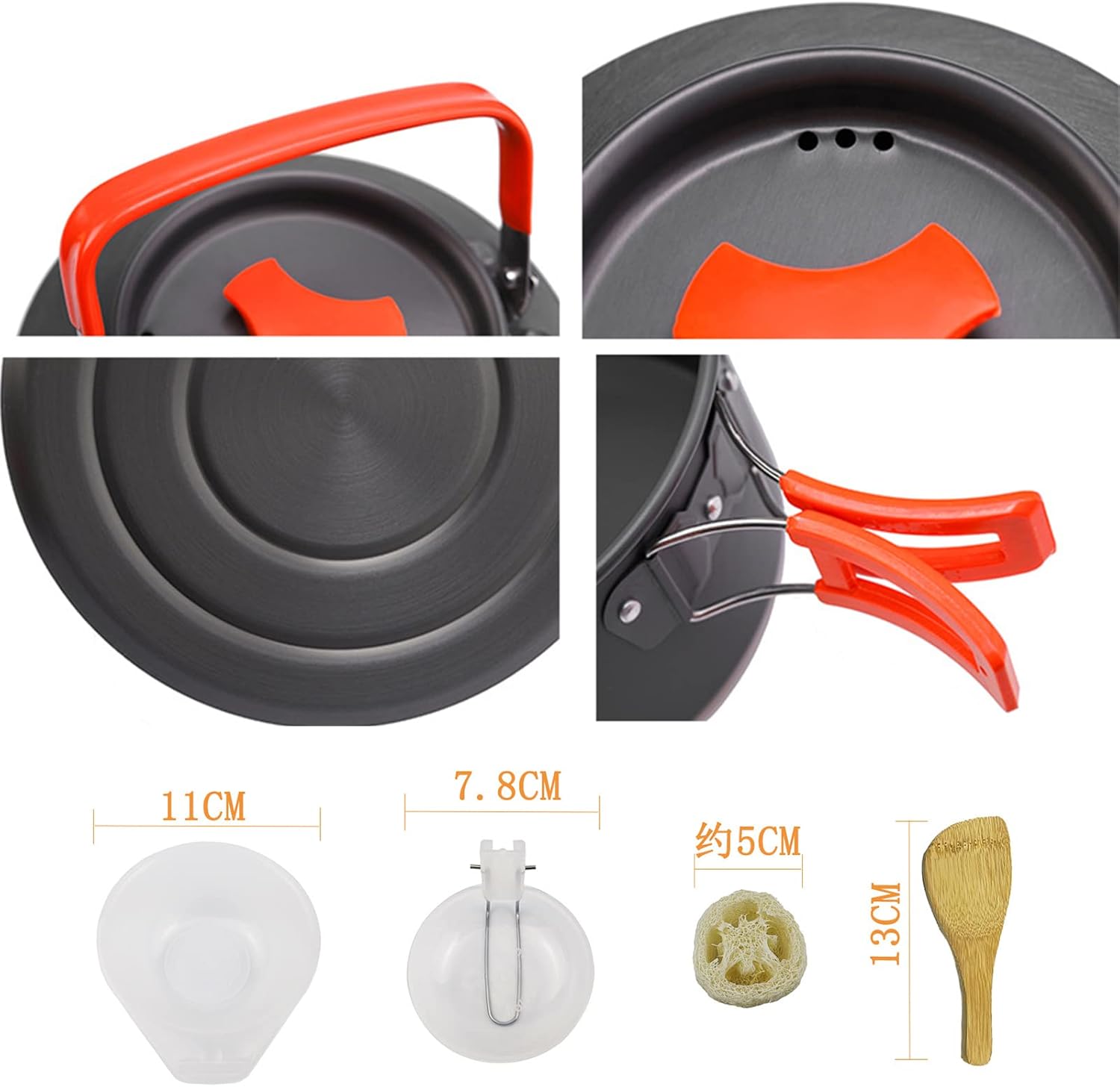 9 Pcs Camping Cookware Set Outdoor Non-Stick Cooking Backpacking Pots Teapots Bowls Set Mess Kit Hiking Picnic Tableware Equipment
