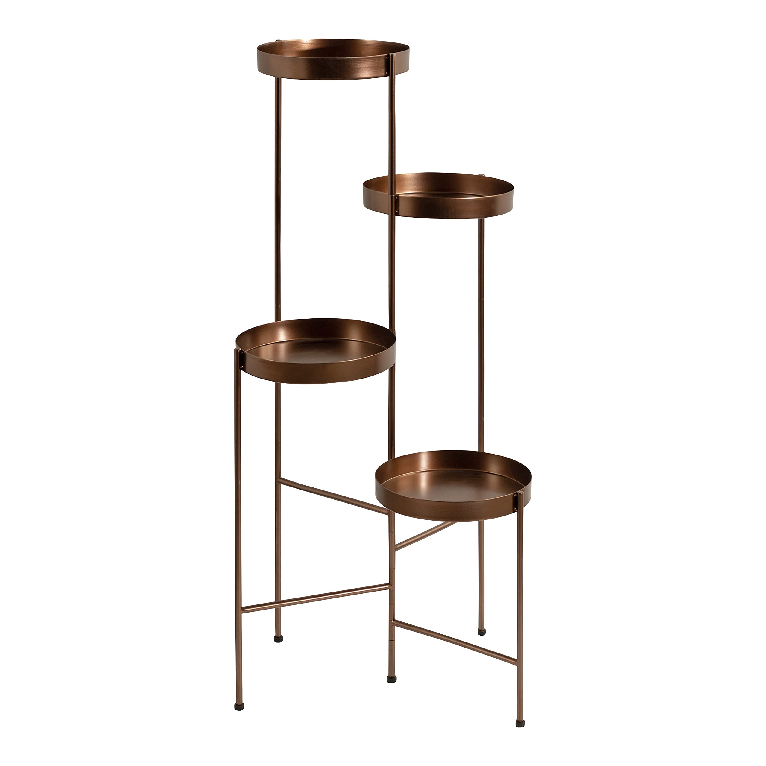 Kate and Laurel Finn Modern 4-Tier Plant Stand, 10 x 11 x 44, Bronze, Folding Lightweight Plant Stand for Decorative Display and Storage