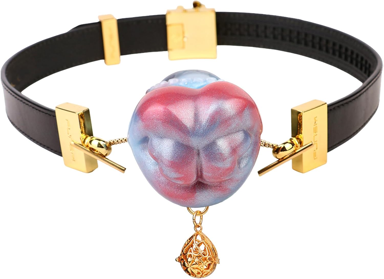Silicone Breathable Mouth Gag with Head Belt and Metal Bell, Adjustable Hollow Silicone Bondage Gag Muzzle Sex Gags Adult Sex Toy for Men Women - Black Belt