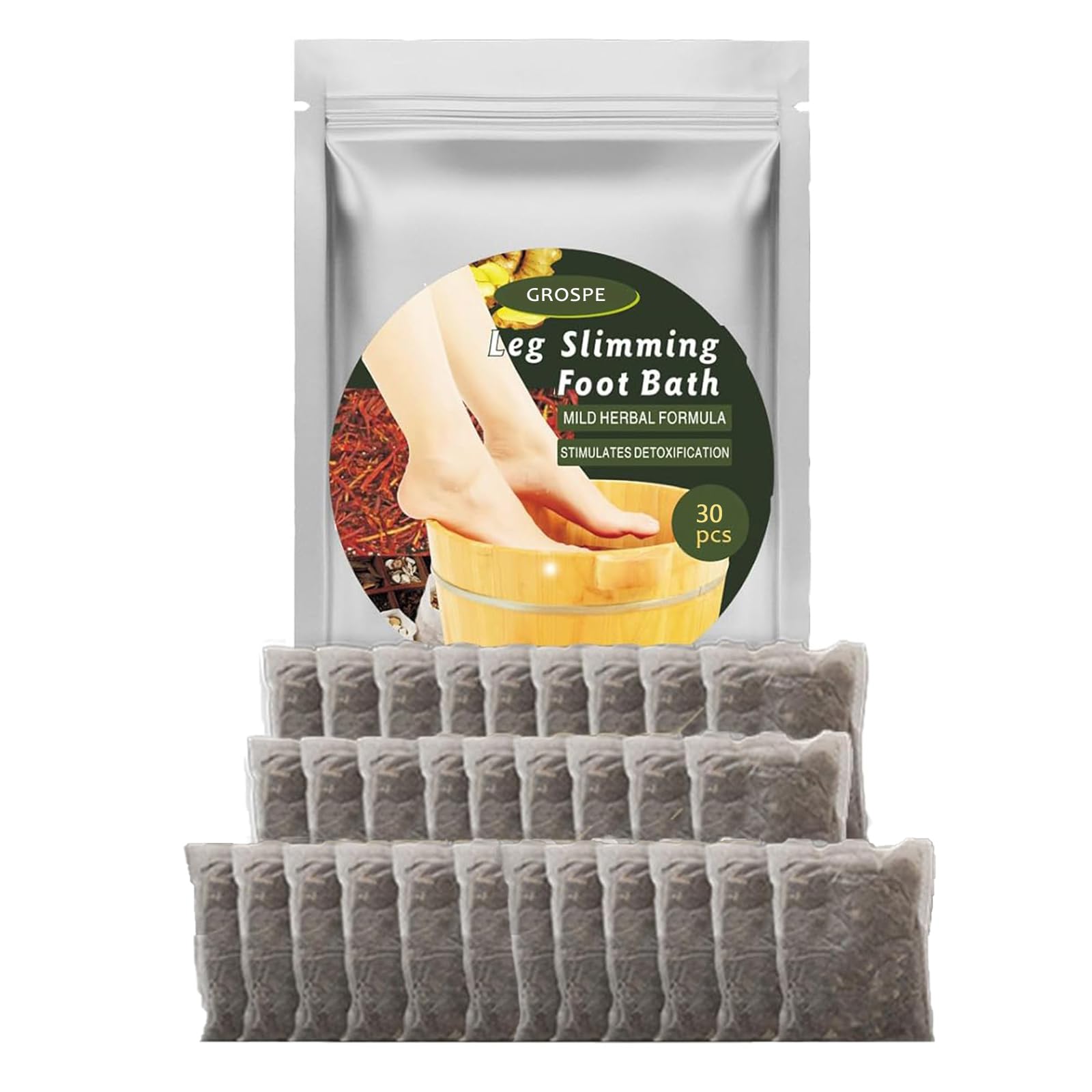 30Pcs Foot Soak Foot Bath Bag Spa Relaxation for Muscle Natural Mugwort Herb Bath Soak to Remove Leg Slimming Bath Bag Foot Care
