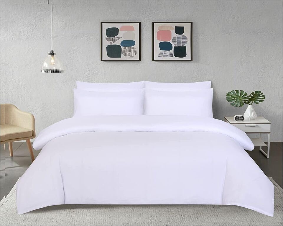 Ev Dekor® DVS729 Duvet Cover Sets White, Soft Microfibre Polyester Single Duvet Cover with Pillow cases - Image 4