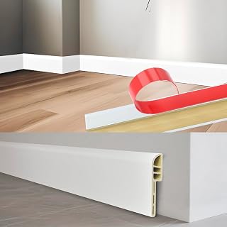Wall Baseboard Molding Trim,8-Pack of 48 x 2.76 Inch,Peel and Stick High Impact Finish Molding Panel Skirting Board for Home Decor,32 Feet (White 3)