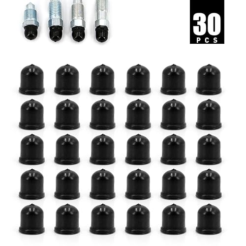 Miniatura 2 de UTSAUTO 30 tapas de tornillo para purga de freno, cubierta de polvo de grasa, tapa de pezón de purga de frenos para automóviles y motocicletas