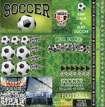 Stickers Soccer Reminisce 2 éléments 30,5x30,5 cm pour scrapbooking