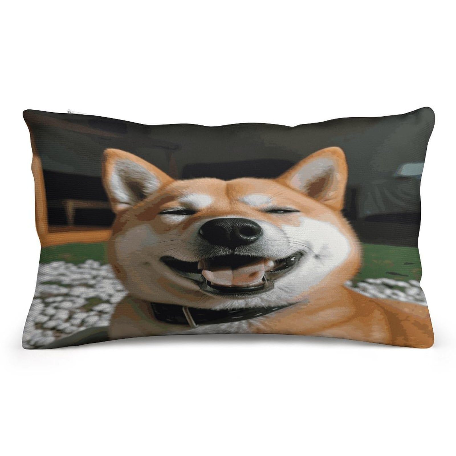 Wsoihfec Style Shiba Inu Smile Tongue Out Throw Pillow Covers Decorative, Pillow Cases Soft Plush, Modern Farmhouse Boho Cushion Cover For Bed Couch Sofa Living Room Spring Decor8 X12