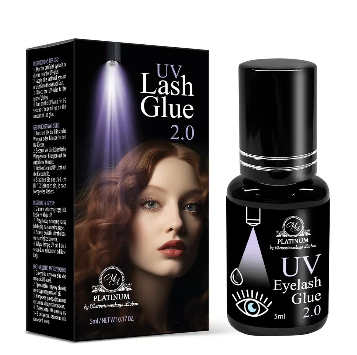 UV Wimpernkleber Clear – UV-aktivierter Wimpernkleber, Funktioniert nur unter UV-Licht – 1–3 Sek., 5 ml