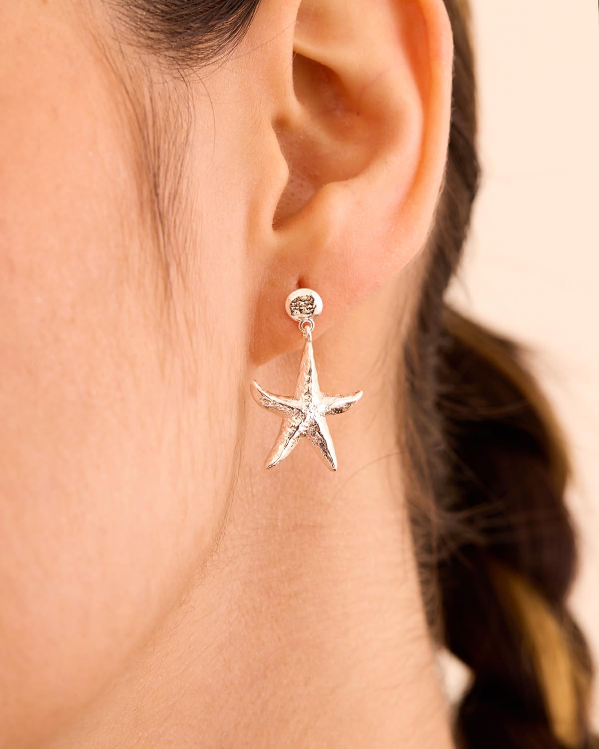 Beach Starfish Earrings – 14K Gold/White Gold Plated Seafish Shell Earrings, Coastal Beachy Summer Vacation Jewelry for Women - Image 2