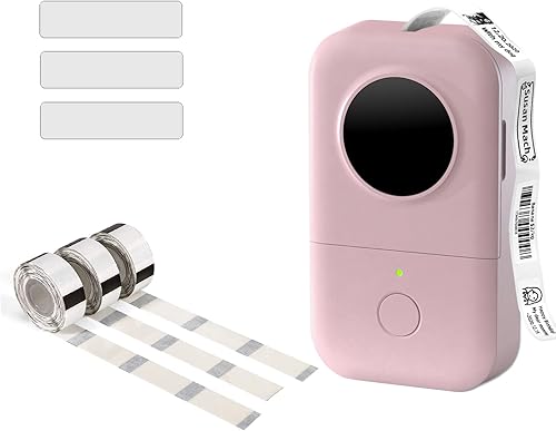 Memoking Etiquetadora D30 con 3 rollos de etiquetas D30 transparentes de 0.551 x 1.181 in0.55 x 1.18 pulgadas para el hogar, la oficina y el negocio