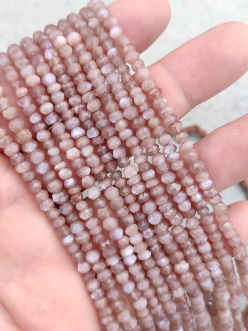 Naturalny czekoladowy kamień księżycowy okrągłe fasetowane koraliki 4-4,5 mm 33 cm długi sznurek biżuteria tworzenie kamieni szlachetnych koraliki do naszyjnika bransoletki