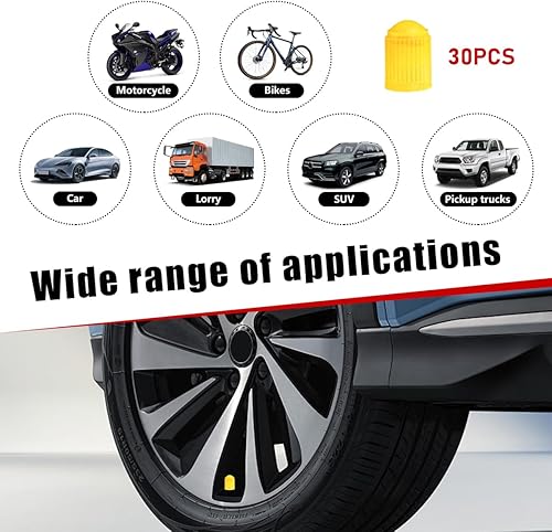Miniatura 6 de Sylvil 30 tapas de válvula de neumático, tapa de válvula de neumático de automóvil con anillo de sello de goma O, cubiertas herméticas para vástago