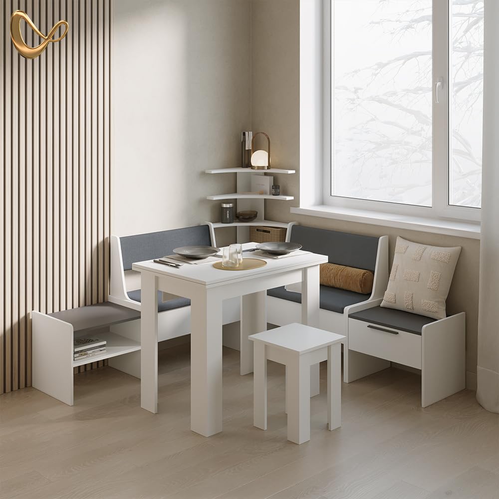 Livinity Eckbankgruppe Tiberio, Weiß, 120 x 120 cm Ohne Tisch