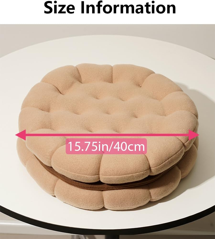 Sandwich Biscuit Chair Cushion, Biscuit Shaped Sofa Pillow, Thick Floor Pillow, Coffee Chair Waist Pad,Living Room Soft Foot Mat,Fluffy Pillows for Children's Rooms (Caramel Sandwich, Large)