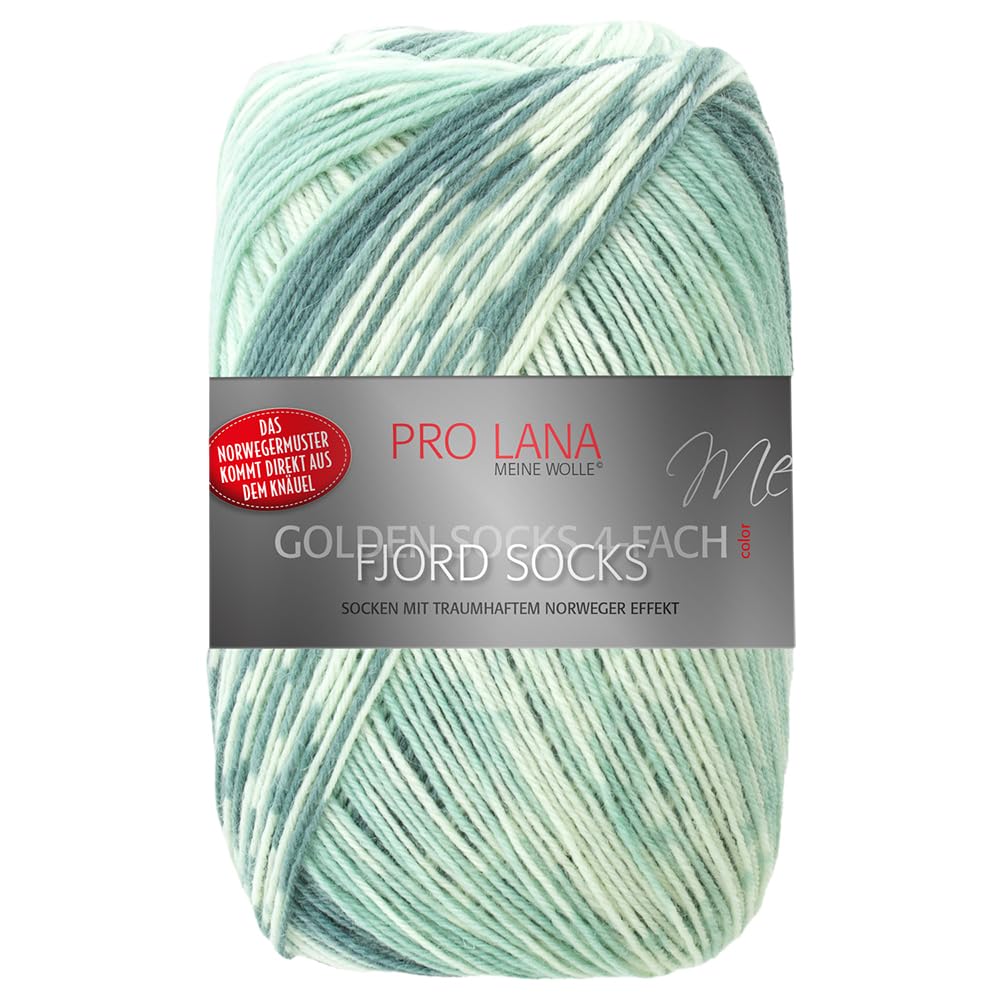 Frida's Wollhaus Pro Lana 100 g Golden Socks 4-Ply Fjord Socks Sock Yarn 16 Colours (185 | Mint Colour)