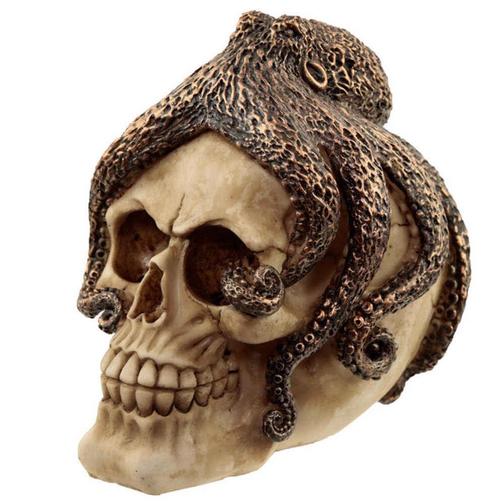 Skull And Bones Multi-Coloured Fantasy Bronze Octopus Skull Ornament