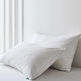 Three Geese White Goose Feather Down Pillows Queen Size Set of 2-100&percnt; Cotton&comma; Medium Firm&comma;Soft Support