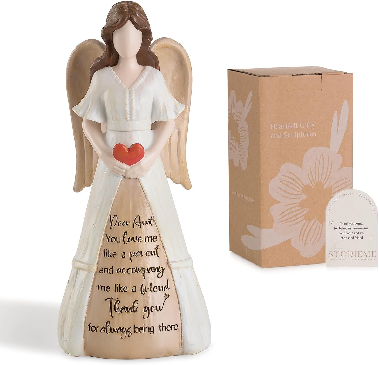 Storieme Angel Figurine Gifts for Aunt Best Aunty Gift for Birthday Mother s Day Christmas - 7.5  Handcrafted Aunt Ornament Decor 19cm/7.5"