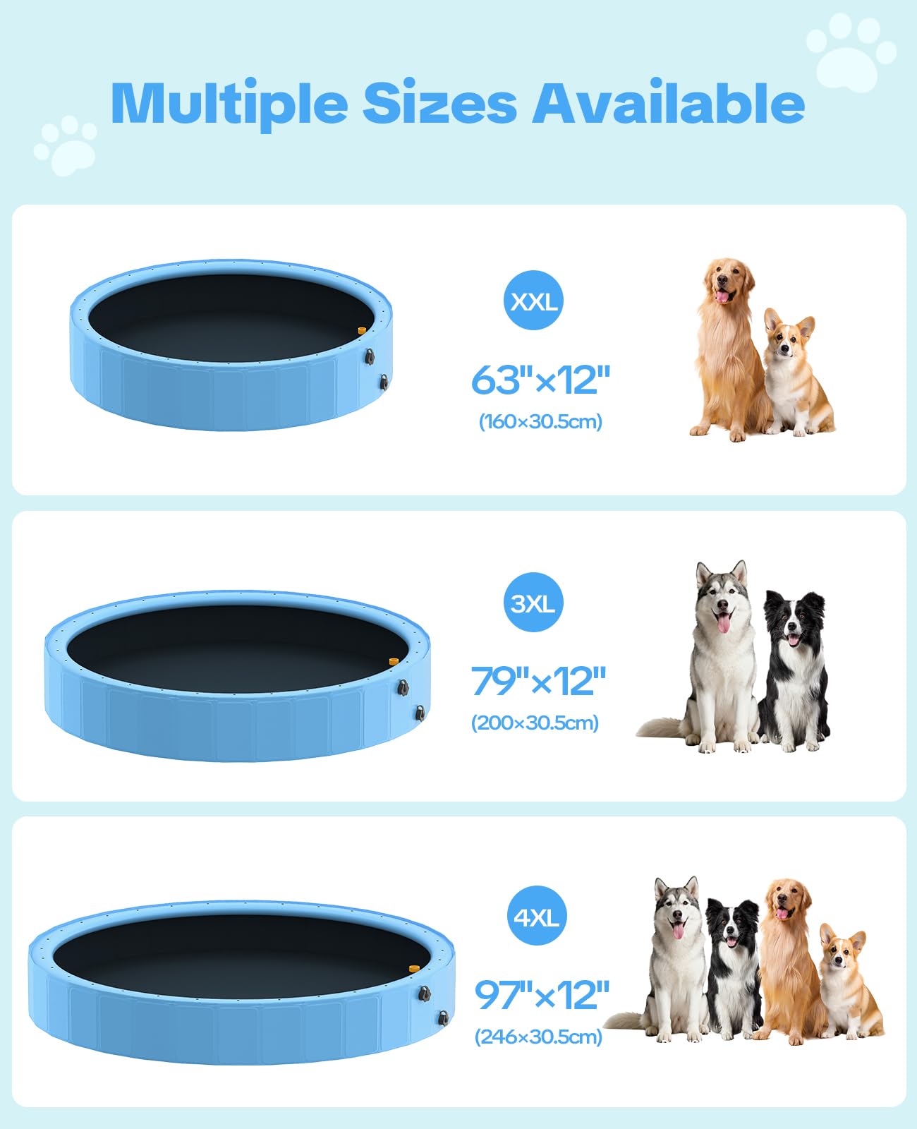 piscine chien de 160x30cm avec arroseur, Piscines Pliable pour Chiens de Grande Taille, 2-in-1 antidérapante piscine pour chien, piscine chien rigide idéale pour une utilisation dans un jardin