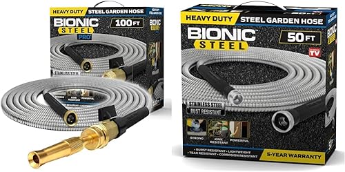 Bionic Steel PRO - Manguera de jardín de acero inoxidable 304, manguera de jardín de 100 ft, manguera de jardín de 50 pies, manguera de agua de