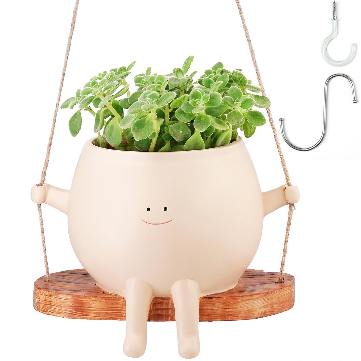 Smiley Face Planter Pot, Hanging Swing Potting Pot Planter Pot