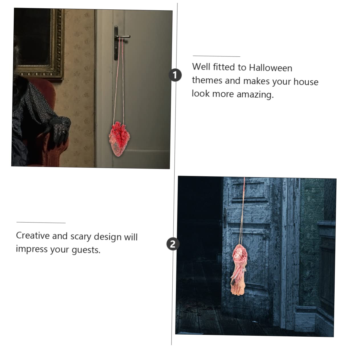INOOMP 2 Stück Gruselige Halloween Requisiten aus Latex Realistische Menschliche Körperteile als Schaurige Halloween Hängeleien für Party und Geisterhaus Dekoration
