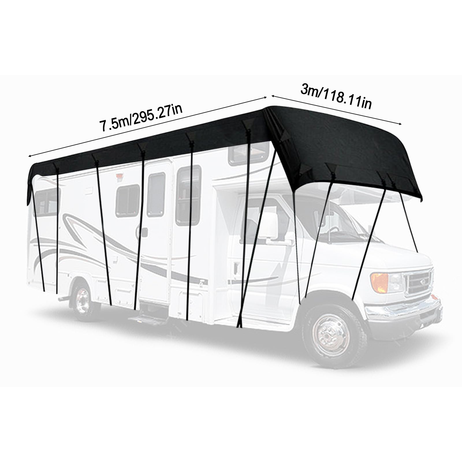 Housse de protection imperméable universelle en tissu Oxford 210D 7,5 x 3 m - Protection UV - Compatible avec caravanes, camping-cars, autobus