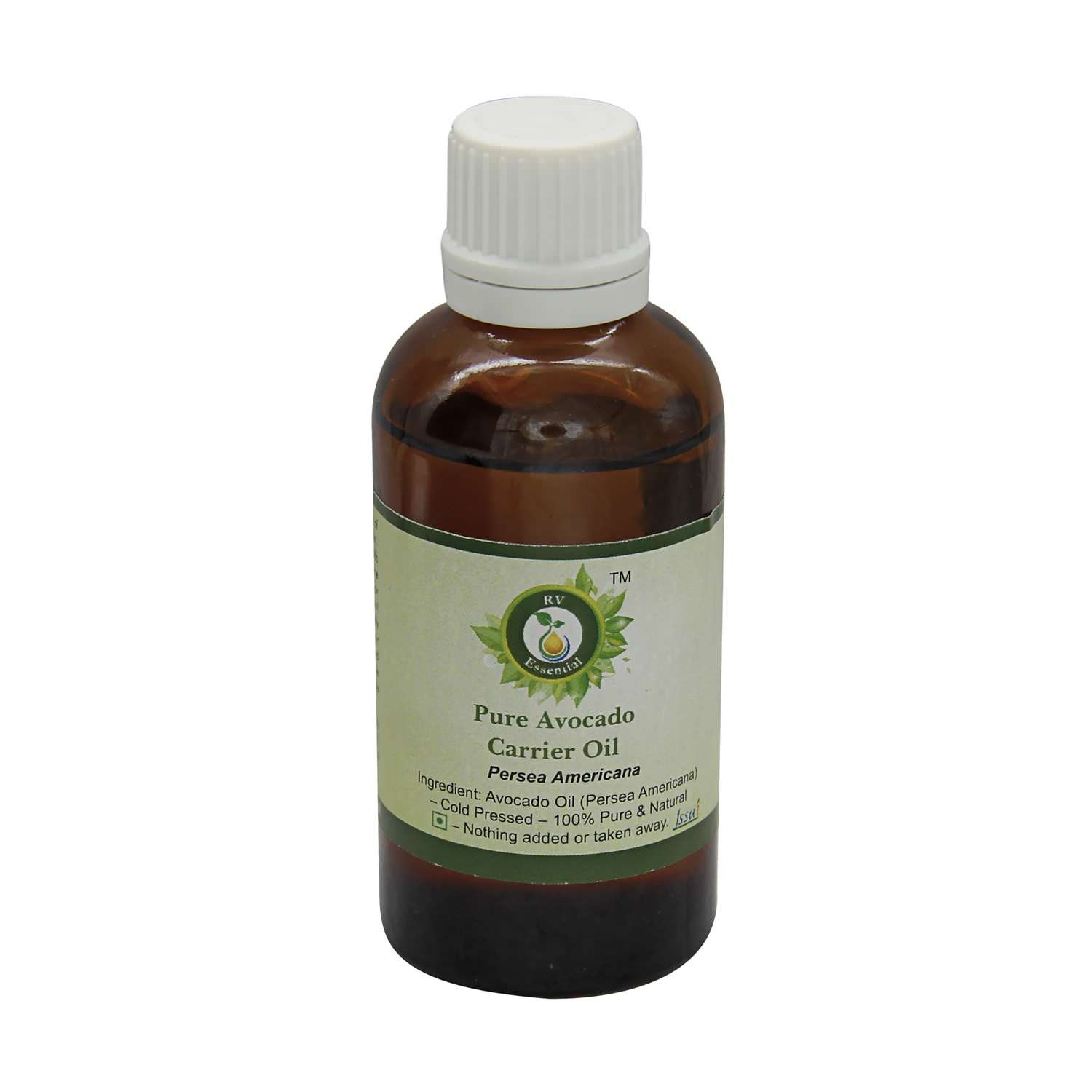 R V Essential Pure Avocado Carrier Oil 50ml (1.69oz)- Persea Americana (100% Pure and Natural Cold Pressed)