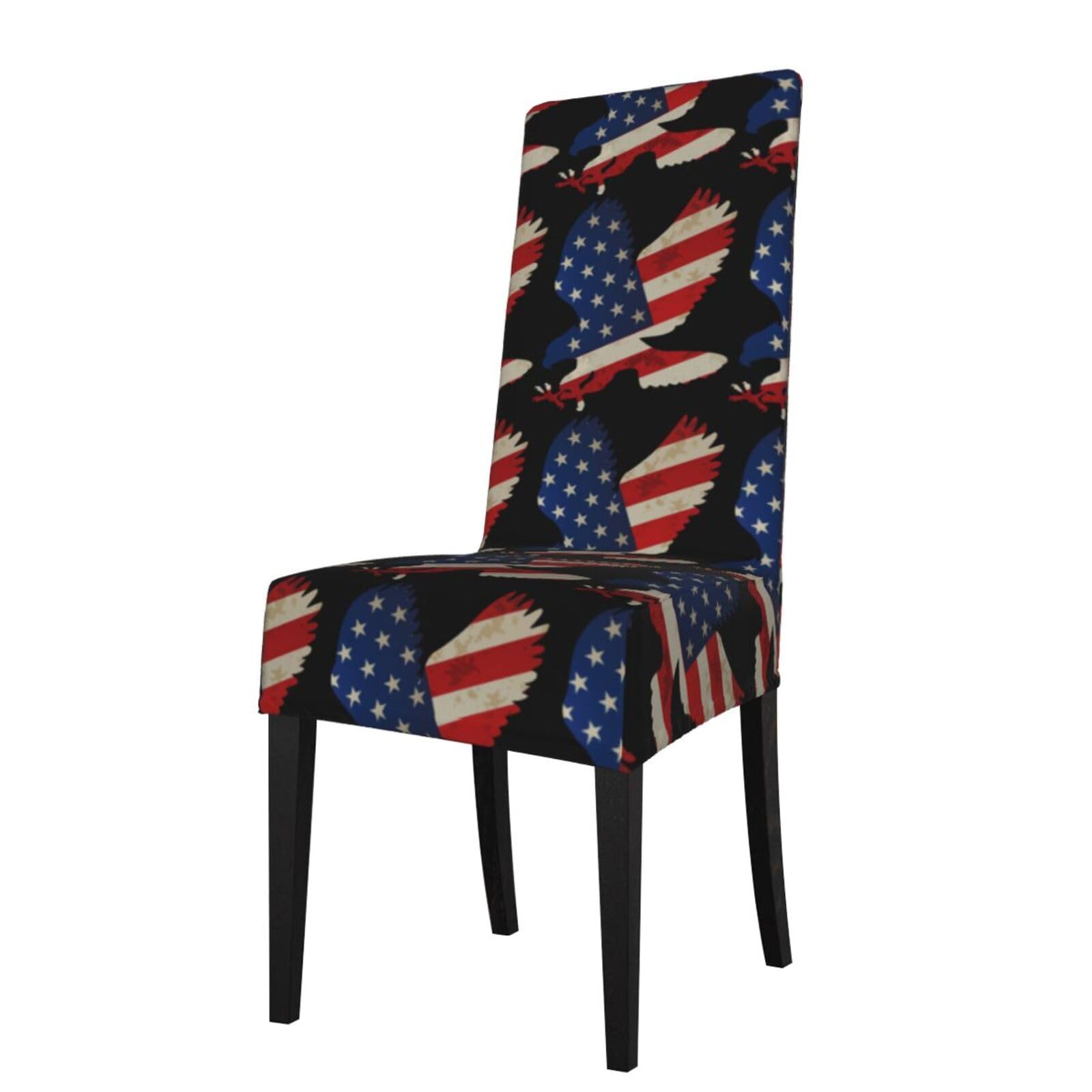 Yyhwhjde Black American Eagle And Flag Prints Dining Chair Throw Covers - Stretchable Spandex Slipcovers For Chair Protection & Refreshing Your Dining Room