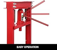 Vista 4 de TUFFIOM 12-Ton Hydraulic Shop Press with Press Plates, H-Frame Adjustable Working Table Height Garage Benchtop Press, Red, 24.8”L x 15.35”W x 51.4”H