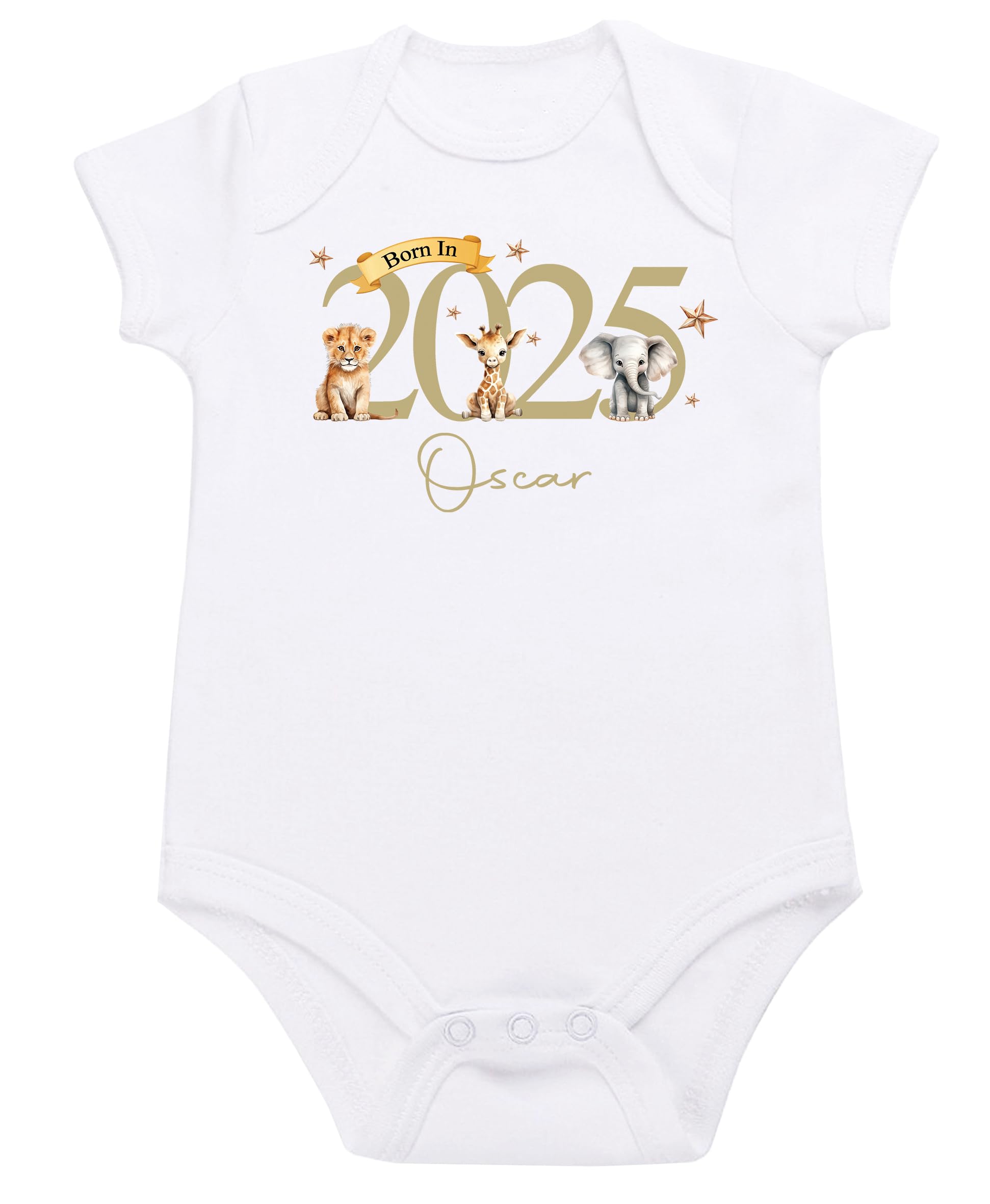 The Baby Box Uk Women's Beige Safari Personalised Baby Born In 2025 Bodysuit Vest (3-6 Months, )