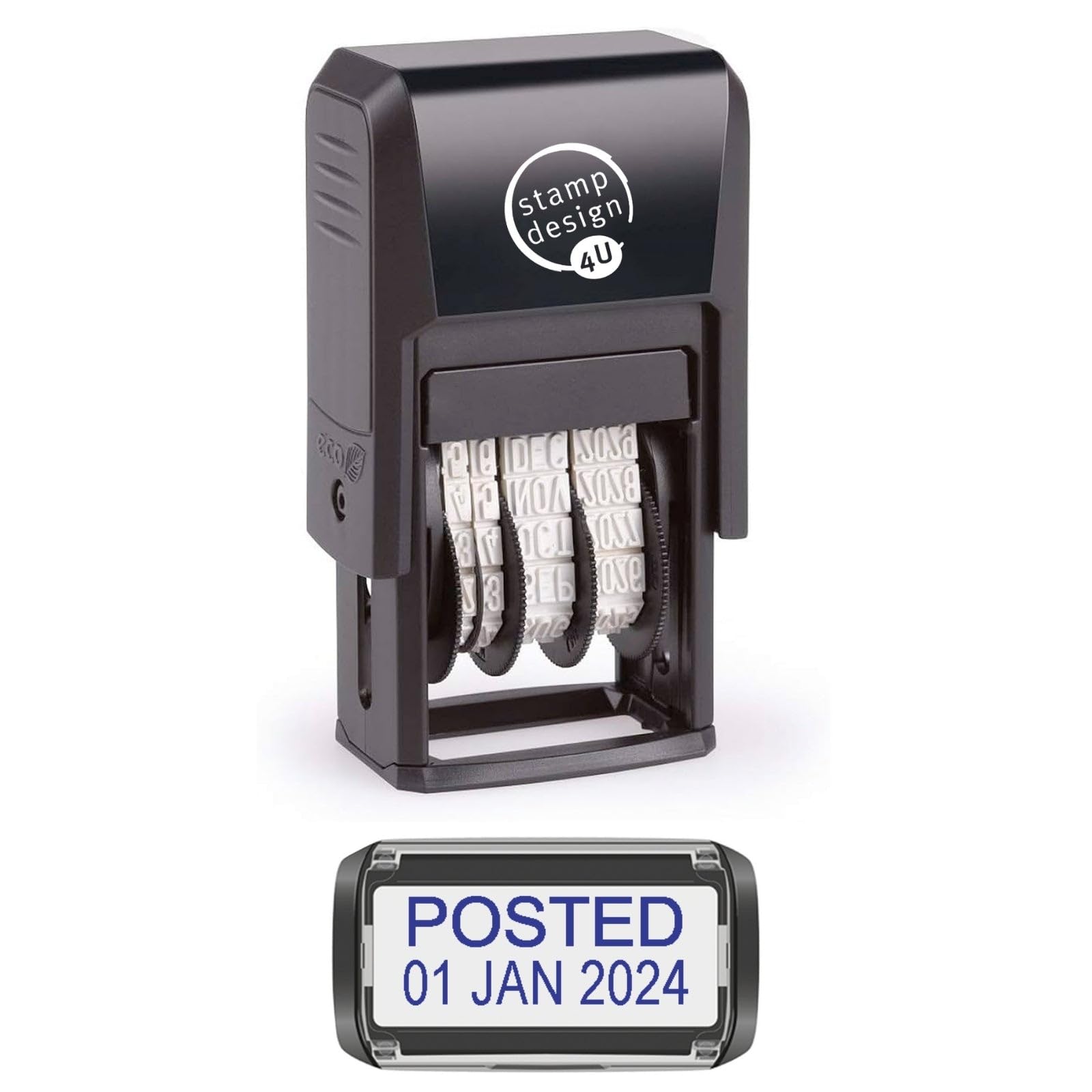 Self Inking Changeable Date Stamp - Posted Date Stamp in Blue Ink