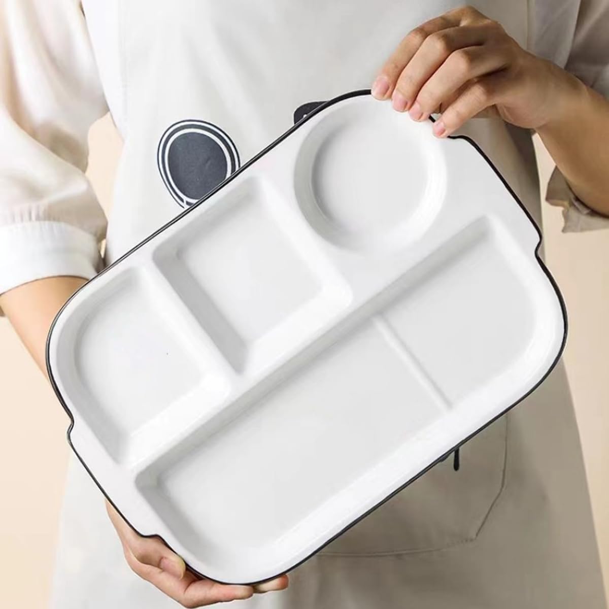 Large White Dinner Plates Ceramic Divided Plate 12 Inch 4 Compartment Porcelain Portion Control Plate for Adults Bariatric Diet - Microwave, Oven, and Dishwasher Safe - Image 8