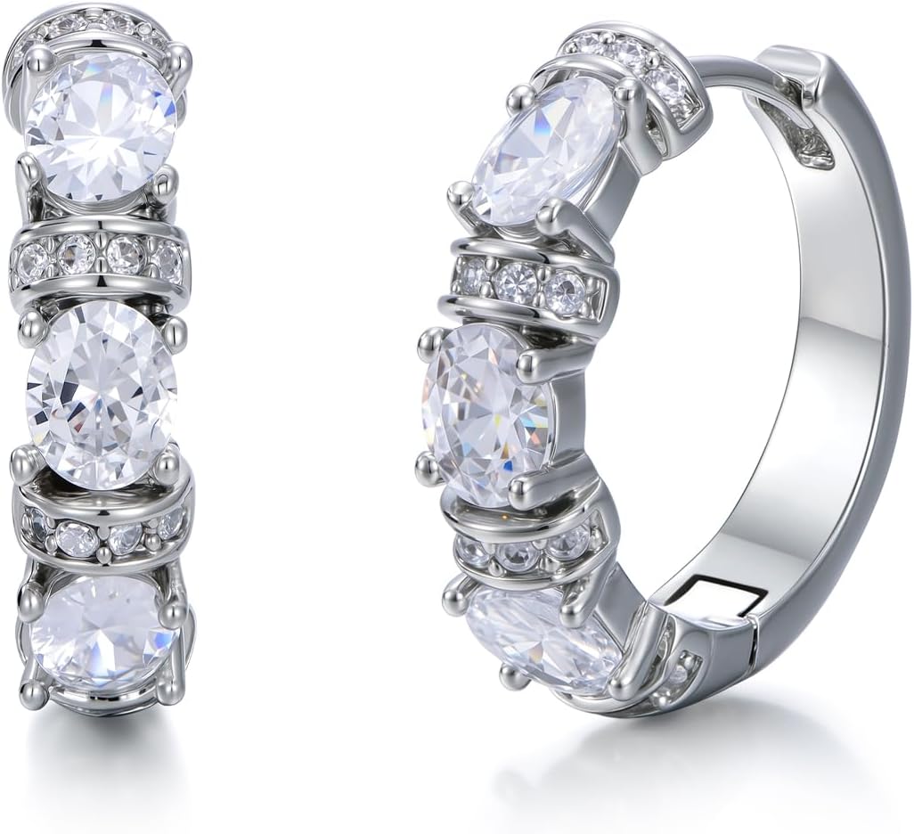 14K Gold Plated Crystal Hoop Earrings for Women, Lightweight Chunky Earrings for Women Hypoallergenic Jewelry Gift for Mom Wife