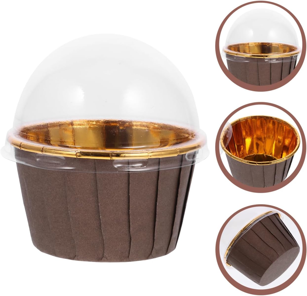 PRETYZOOM 50sets Greaseproof Dessert Paper Cups Large Muffin Baking Cups High-temperature Resistant Cake Containers for Cupcakes Pastries and More Parties and Gatherings