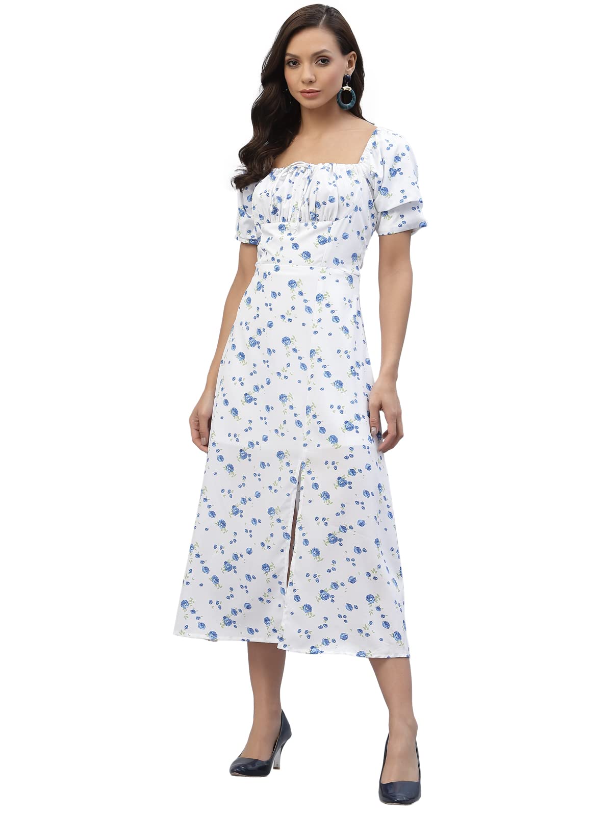aayu AA#0171 Split Floral Dress | Colour Dots Bodycon Casual Western Stylish Dress | Fit and Flare Casual Party Mid Dress for Women and Girls-picture-12