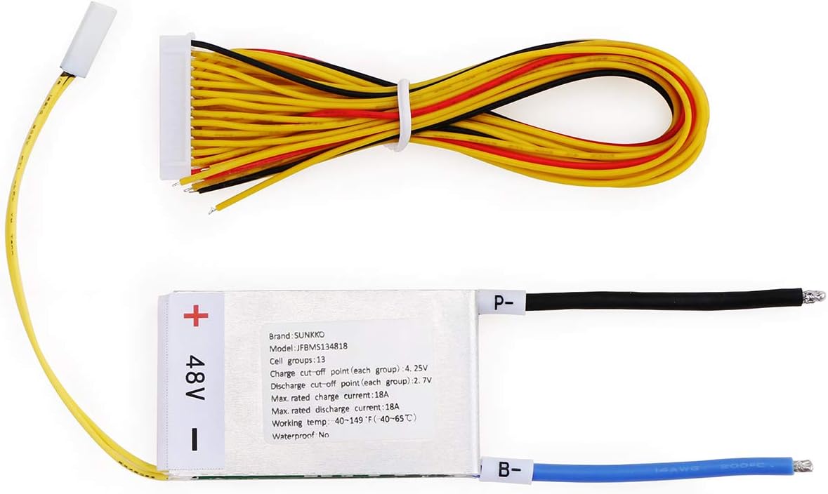 48V 13s Battery Management System(BMS) with 18A Change/Discharge Current, DIY Lithium Battery Pack