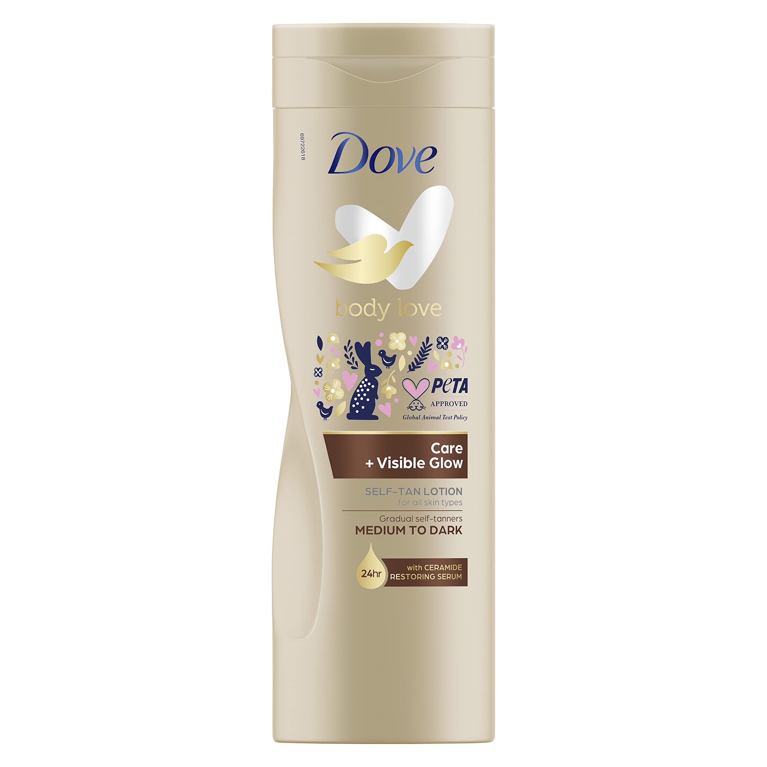 Dove Visible Glow Medium to Dark gradual tanning lotion for sun-kissed skin Self-Tan Lotion for all skin types 6 x 400 ml
