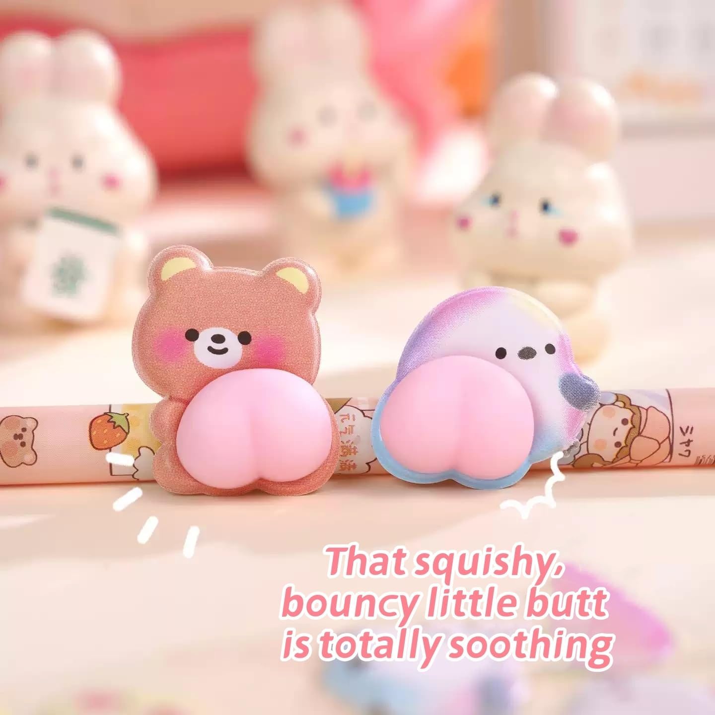 Cute Puffy Stickers, Kawaii 3D Bubble Foam Sticker for Girls, Puff Squishies Bear Bunny Sticker for Phone Case Notebook DIY (Blue)