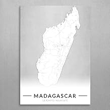 Murrano Poster Wall Picture Decorative Living Room States for Self-Assembly with Magnet Made of Metal Black White Madagascar 45 cm x 32 cm