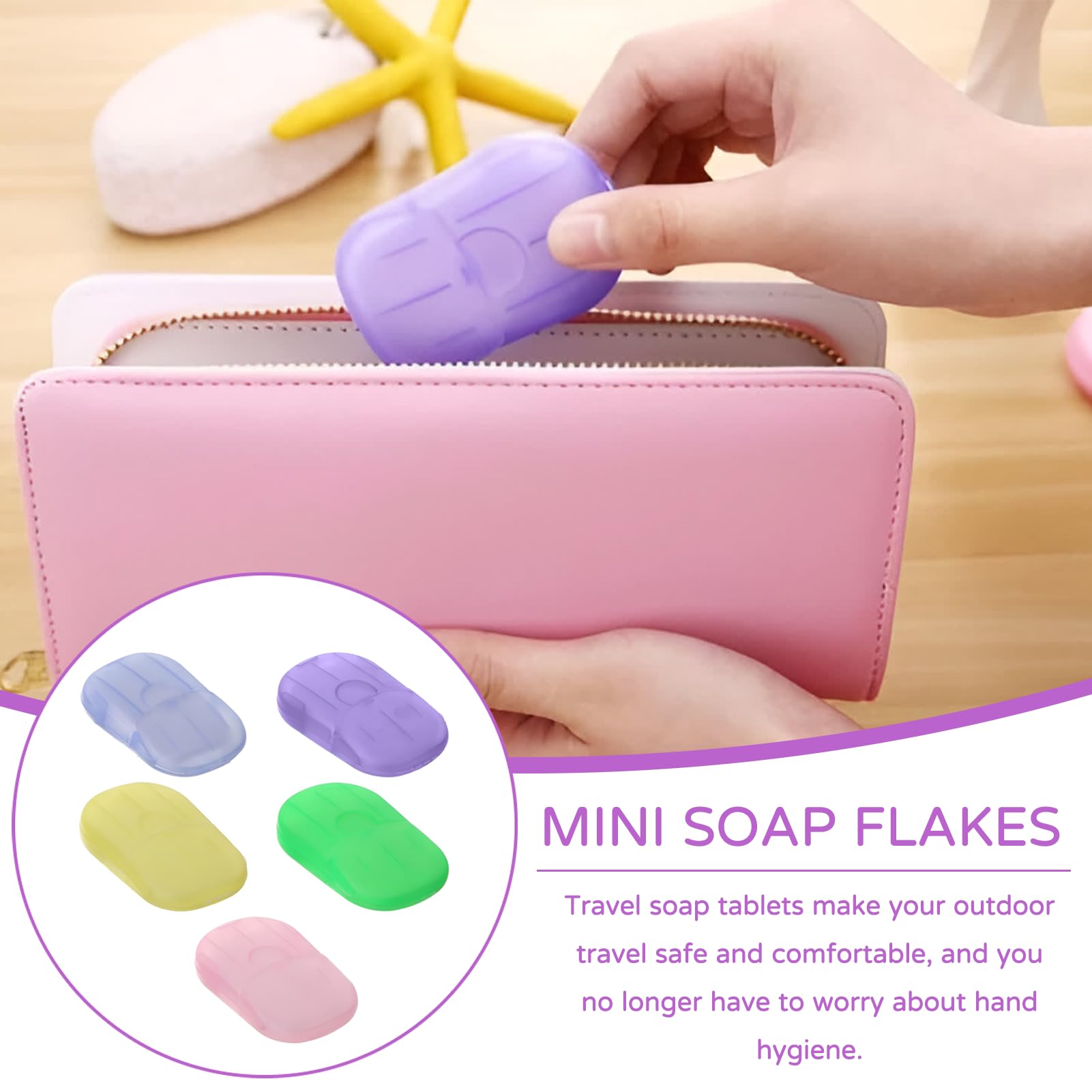 100 Pcs Feuille De Savon,Mini Savon Cadeau Invité,SavonMini Portable,Livré Avec 5 Petites Boîtes De 20 Comprimés Chacune,Adapté Au Camping, Aux Voyages Et Au Lavage En Extérieur