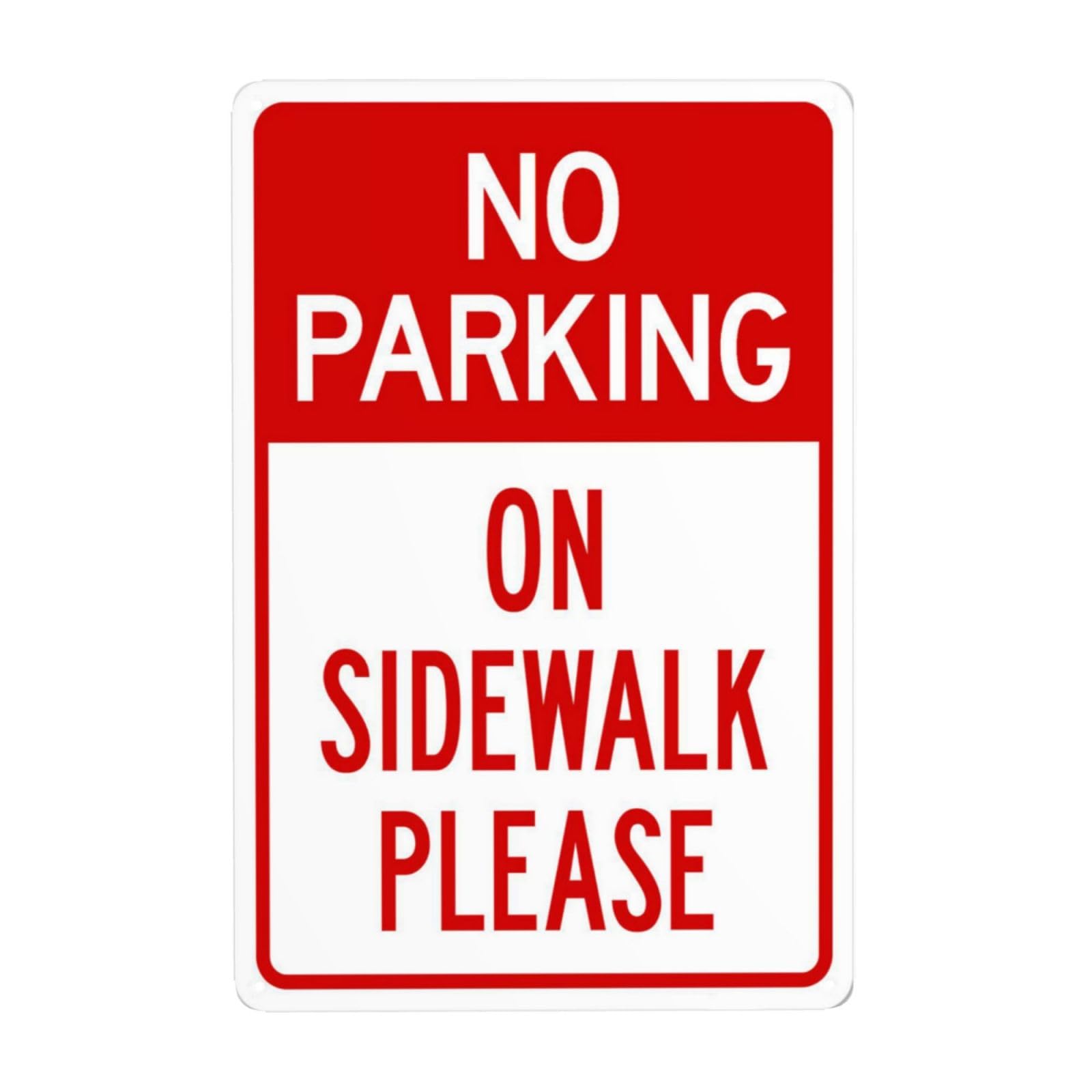 SMAZDFXX No Parking On Sidewalk Please Metal Warning Signs, Cautions Security Tin Sign, Safety Posted Signs for Street Business Wall Decor 8"x12"