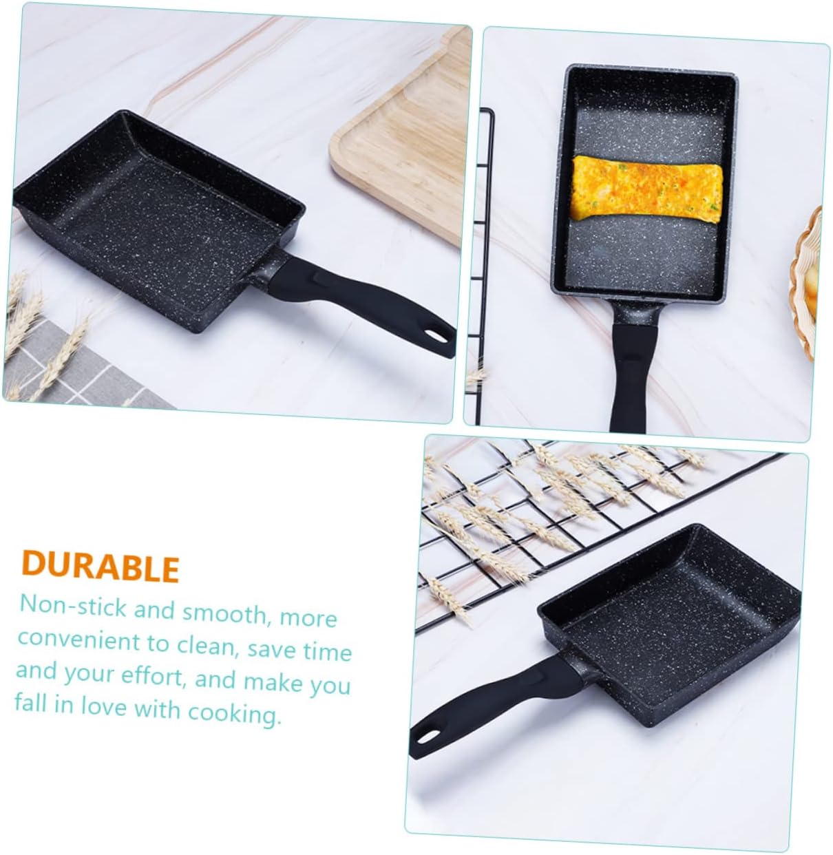 Non-stick Tamagoyaki Pan Frying Pan for Rolled Omelettes Flat Base for Even Heat Distribution Cooking Skillet for Everyday Use for Home Chefs