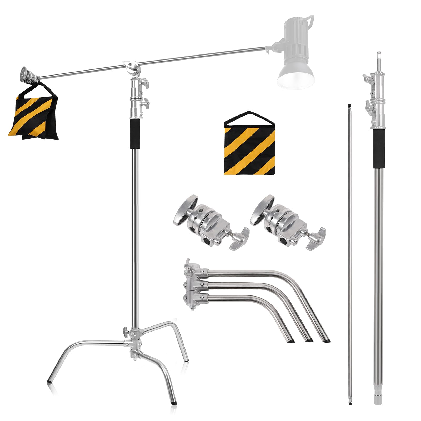 Support éclairage Selens 2,4m – Bras Articulé Avec Tête – Ressort Amorti – 10kg