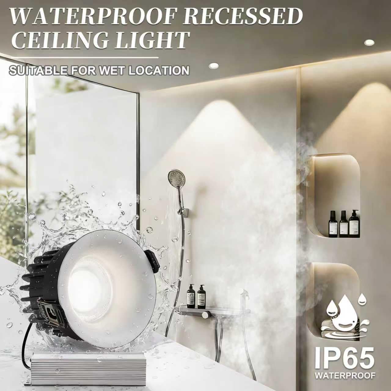3 Inch Recessed Led Lights, IP65 Waterproof Recessed Lights, Trimless Soffit Canless Light, 3000-6000K Selectable, 10W 1200LM White Round Recessed Lighting for Living Room,Kitchen,Bathroom (2 PCS)