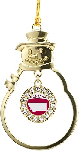 Miniatura 12 de Inspired Silver - Esquema de Virginia Occidental - Adorno de Navidad dorado - Adorno circular para árbol de Navidad con circonita cúbica