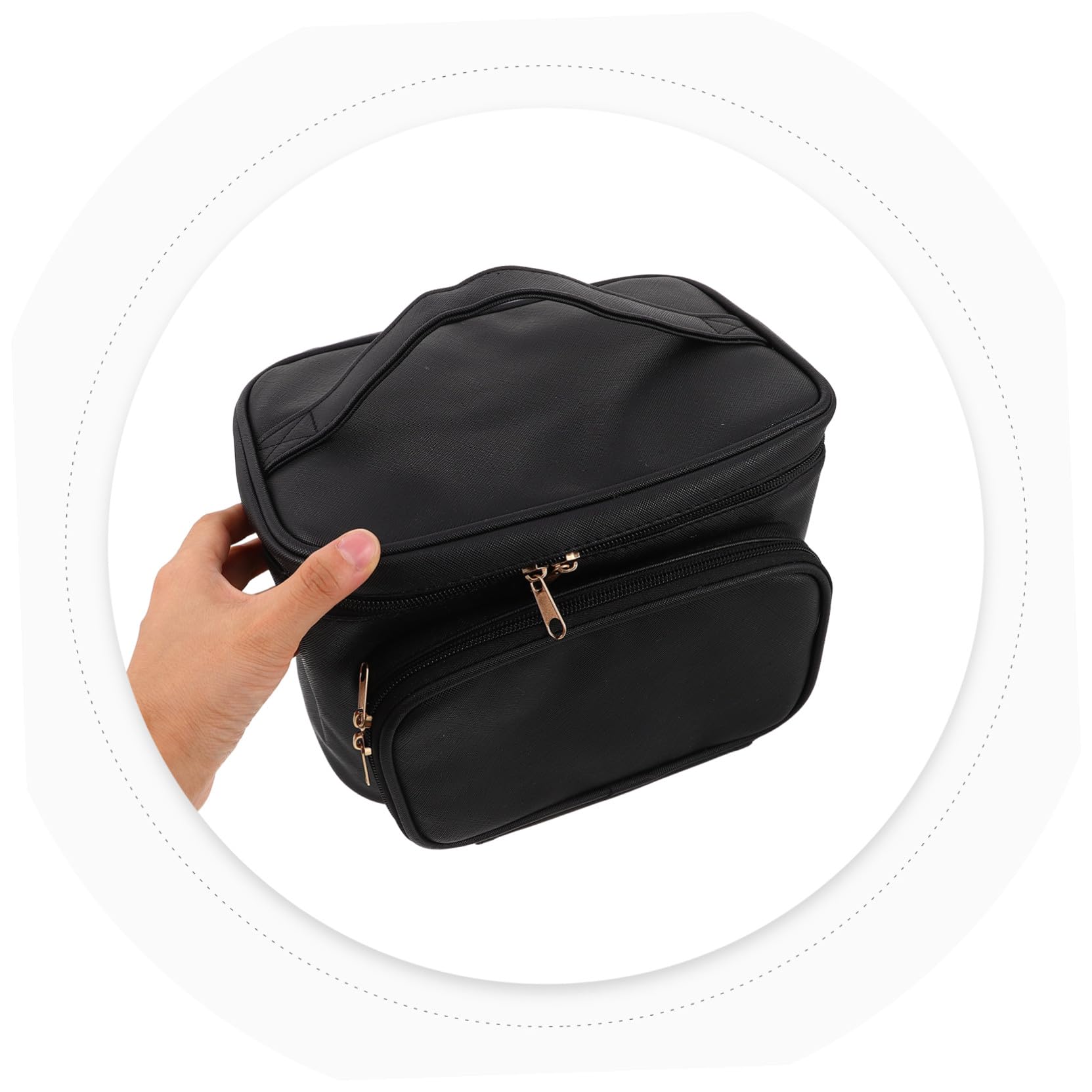 Cabilock Borsa per Trucco da Viaggio Organizer Custodia per Cosmetici in Pu Divisori e Cerniera di Sicurezza Leggera e Portatile per Donne