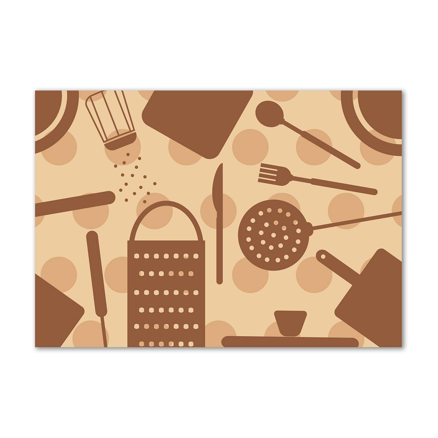Tulup Impression sur Verre de 100x70 cm Image Tableau Photo décorative panoramique pour la Cuisine et Le Salon - Nourriture et Boissons - Ustensiles De Cuisine - Brun