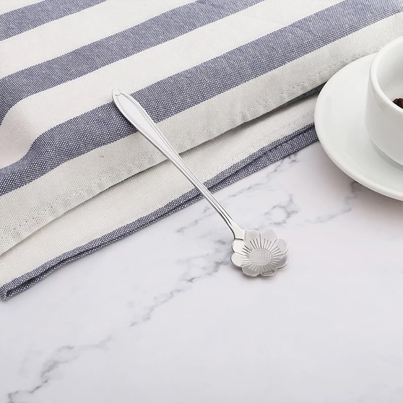 8pcs Flower Spoon Set Small Teaspoon Coffee Spoon Cute Ice Cream Dessert Honey Spoons Stainless Steel Kitchen Props